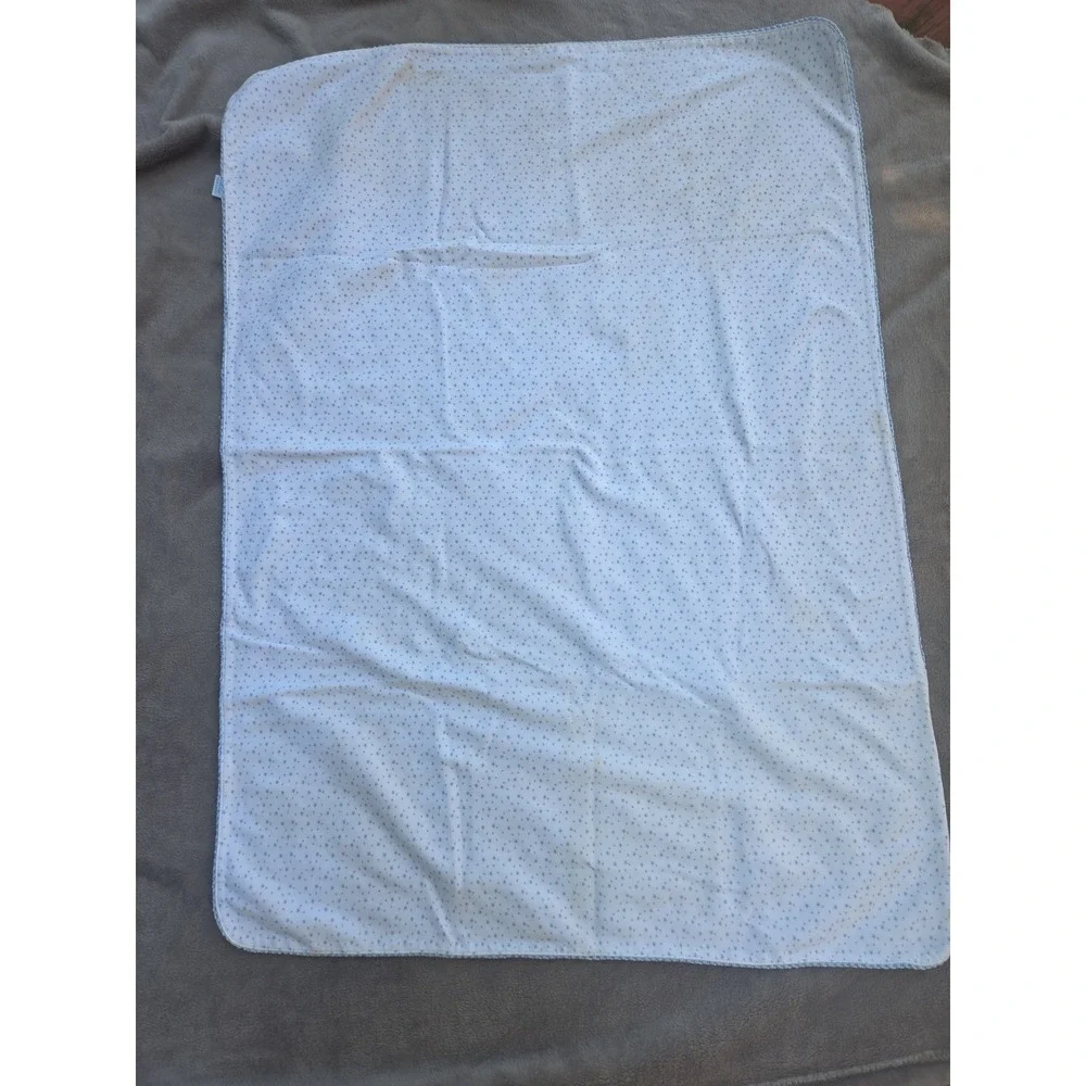 Amy Coe Baby Blanket  Blue White Stars Cotton Reversible 27